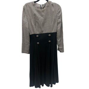 Vintage. Jessica Howard  Long Sleeve Black & White Houndstooth Dress Size 12